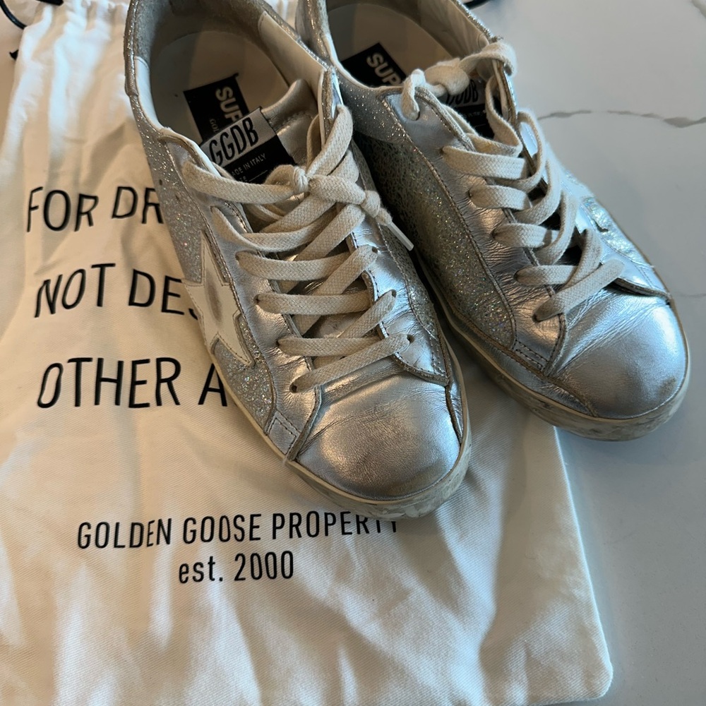 Golden Goose Glitter Silver Sneakers